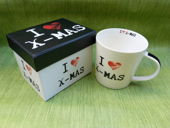 Porzellanbecher im Geschenkkarton - I Love X-Mas