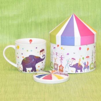 Tasse mit Deckel im Zirkuszelt - Elefant