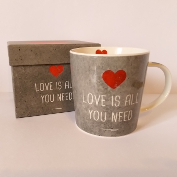 Porzellanbecher im Geschenkkarton - Need Love Cement